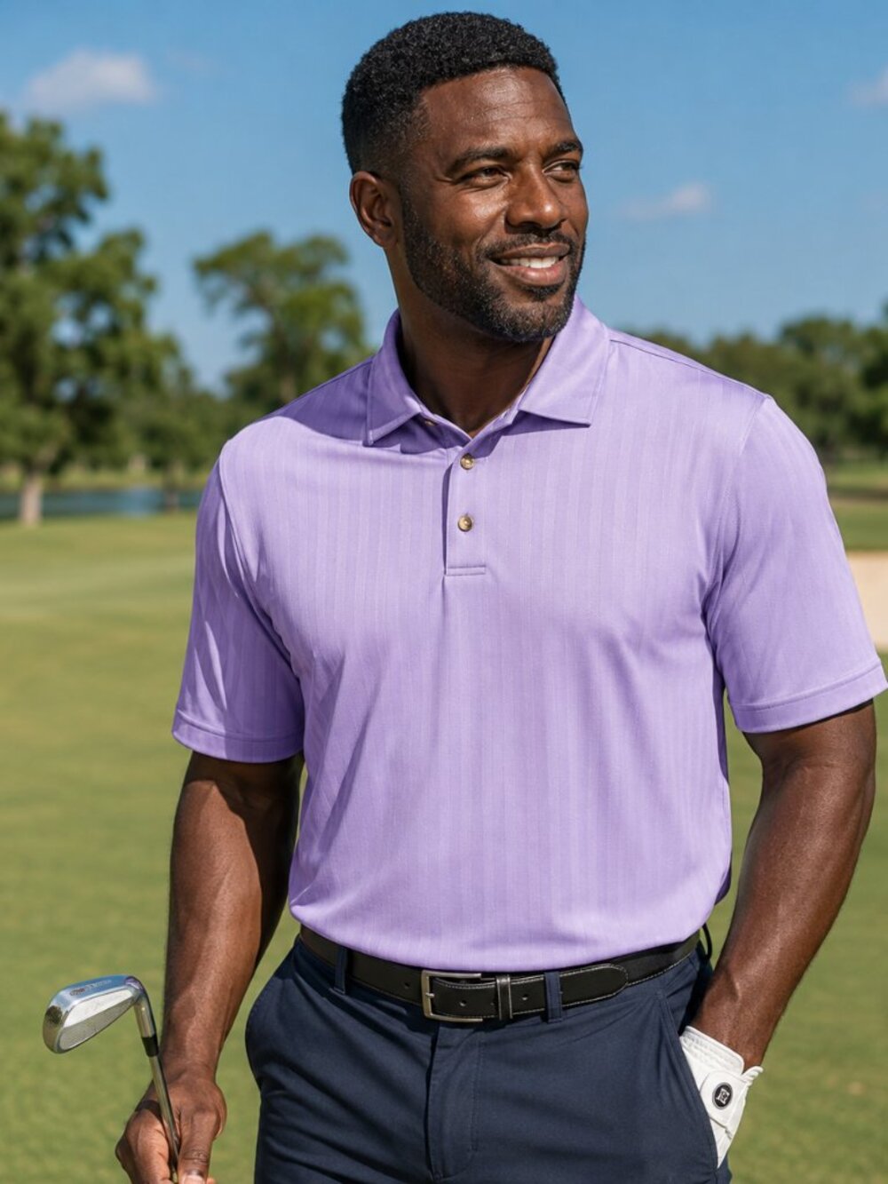 Pebble Beach Men's Large Lavender Purple Golf Polo Shirt